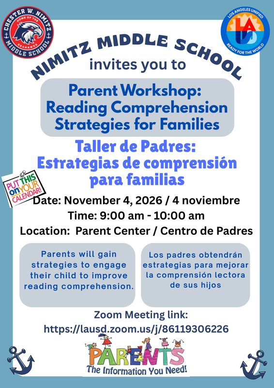 Parent Workshop / Taller de Padres - Nov. 4 Featured Photo
