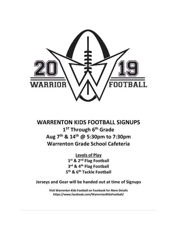 Warrenton Youth Football Signups Featured Photo
