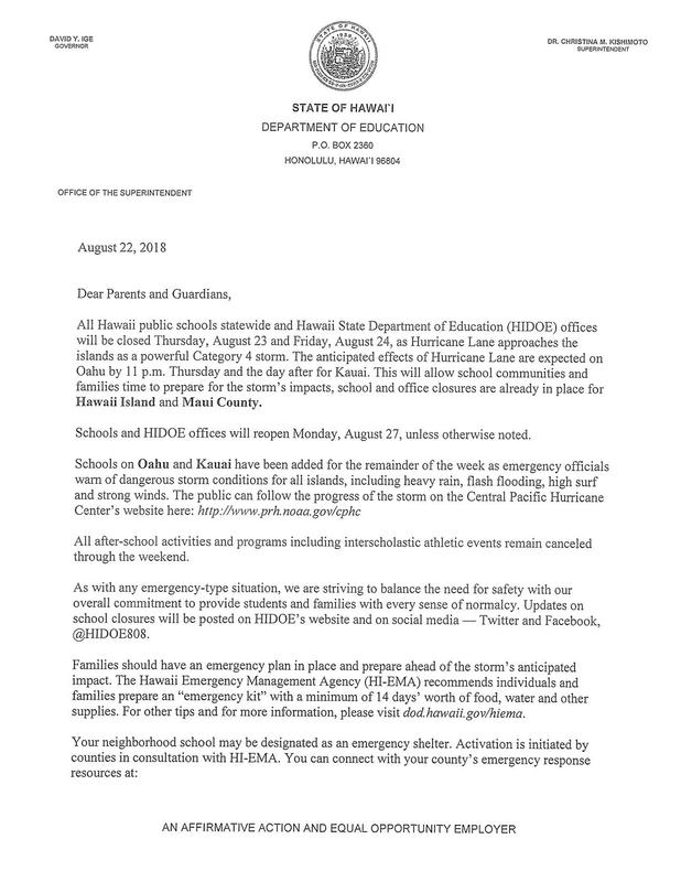 ***IMPORTANT MEMORANDUM 08/22/18 SCHOOL CLOSURE*** Featured Photo