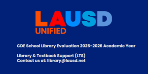 LAUSD logo with a blue background and contact information for LTS