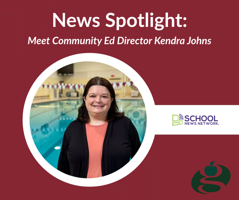 News Spotlight with photo of Kendra Johns and the SNN logo and Grandville apple logo