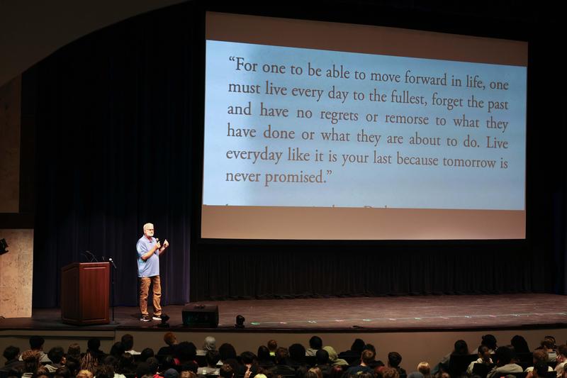 Mr. Brown presenting to students
