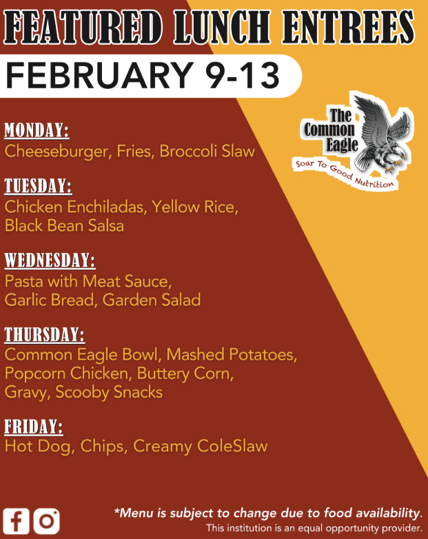 Cafe Menu for Feb. 9-13