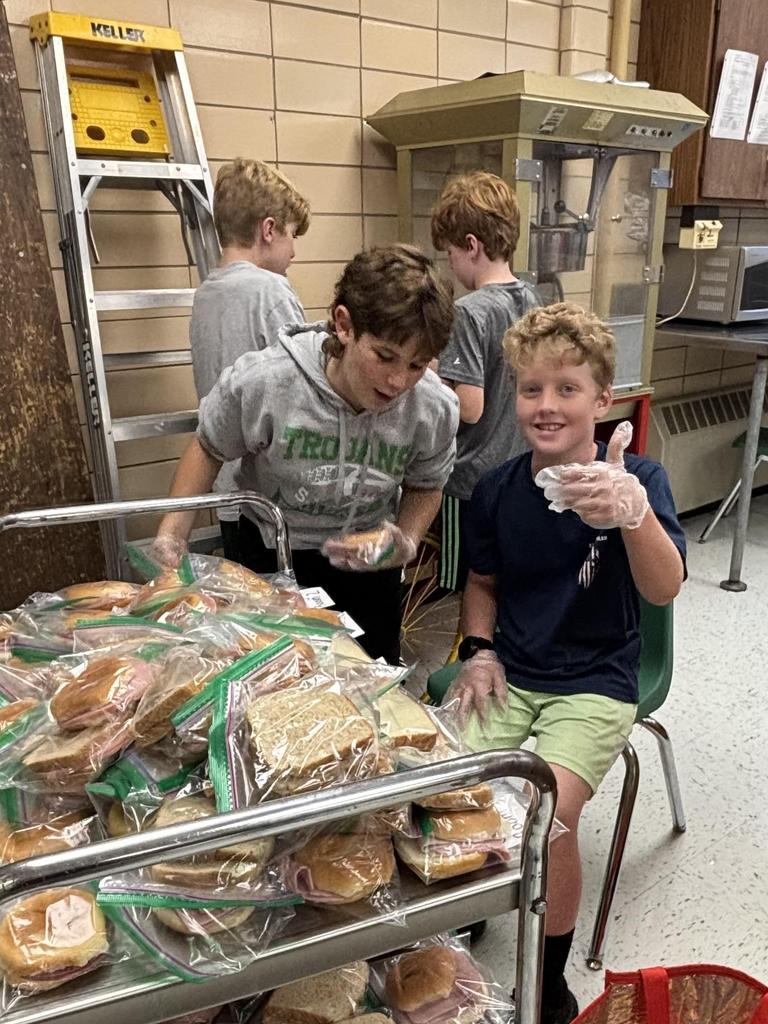 JV football team making Uncle Pete's lunches