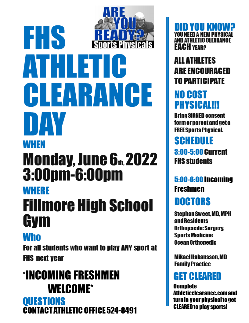 Athletic Clearance Athletics Home Fillmore High School