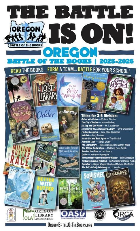 Image of the book covers for the 3-5 division of the Oregon Battle of the Books.