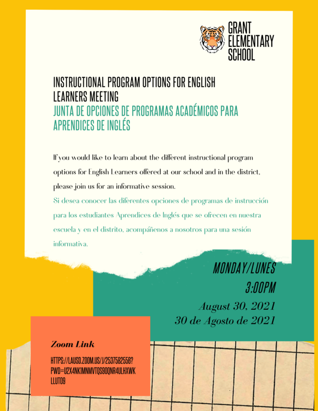 INSTRUCTIONAL PROGRAM OPTIONS FOR ENGLISH LEARNERS MEETING/JUNTA DE OPCIONES DE PROGRAMAS ACADÉMICOS PARA APRENDICES DE INGLÉS Featured Photo