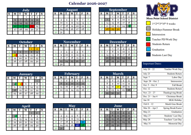 26-27 calendar