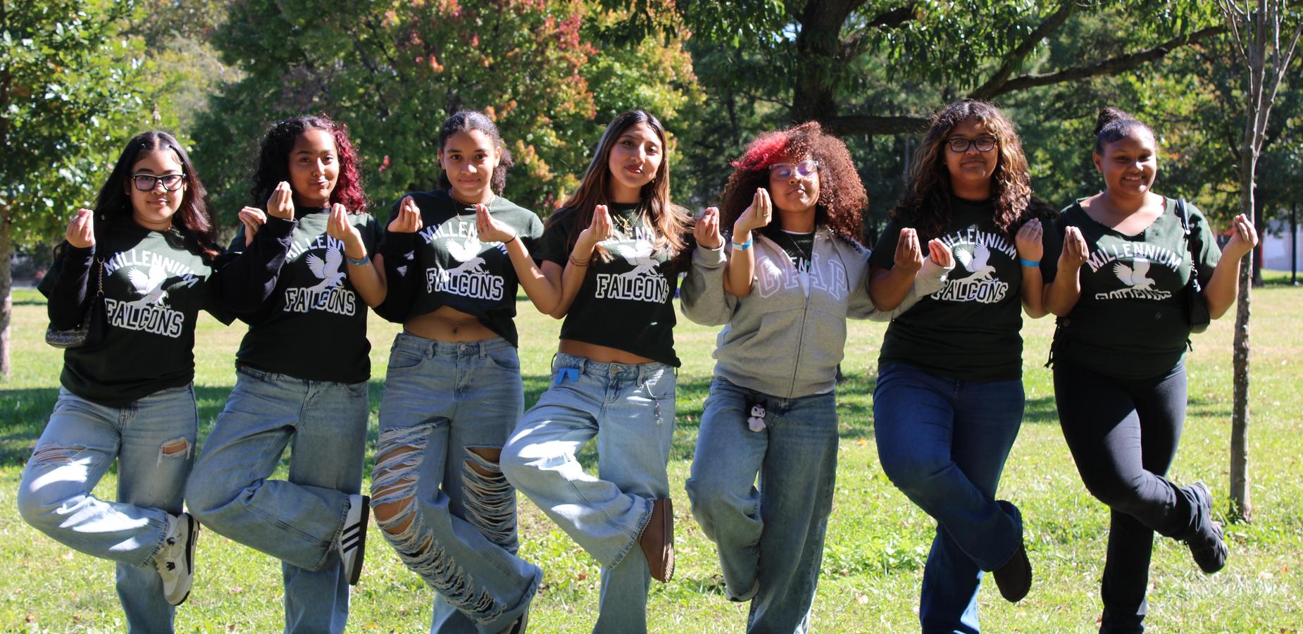 Students posing in the park