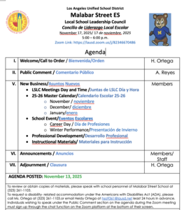 LSLC Agenda