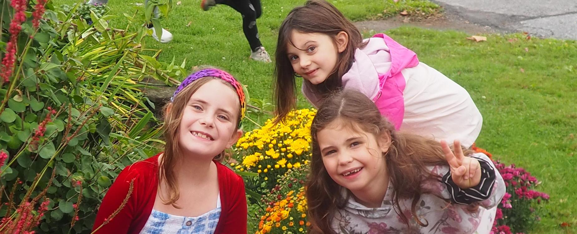 Smiling faces at the Peace garden