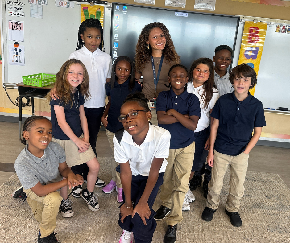 Students in 4th grade class together