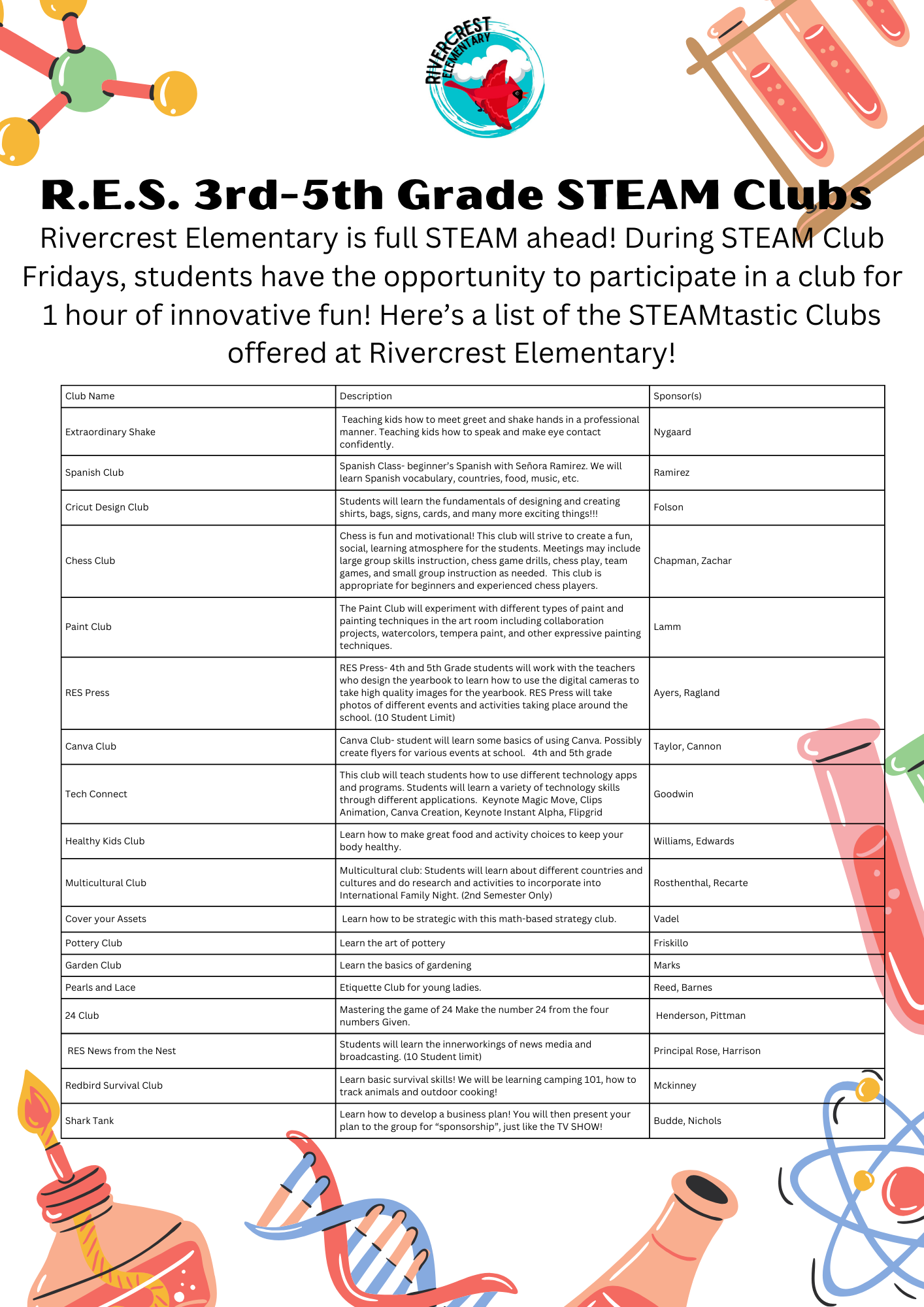 STEAM Clubs RES STEAM Rivercrest Elementary