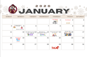 P.S. 81 January 2026 Calendar. English