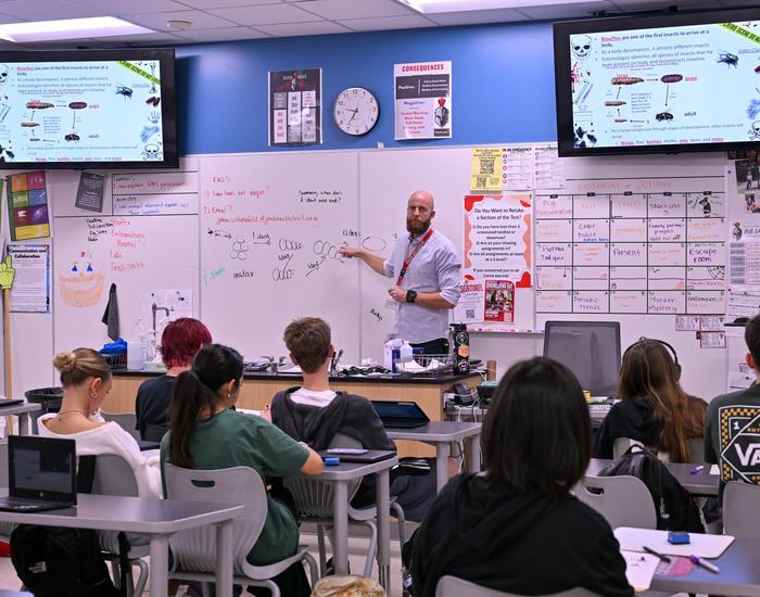 Mr. Schoenfeld teaching class