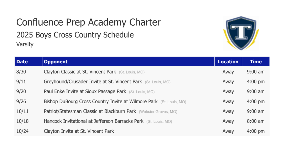 schedule cross country