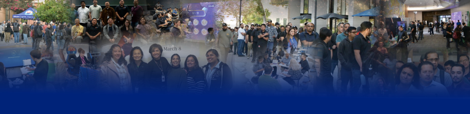 A collage of diverse groups of people at various events and gatherings.