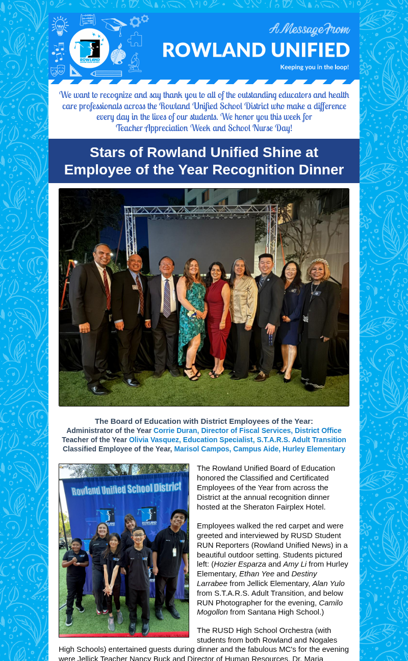 RUSD News Teachers of the Year