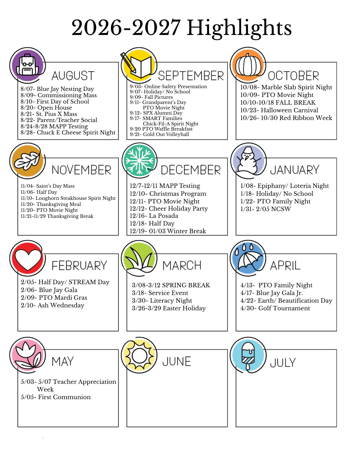 Updated Calendar