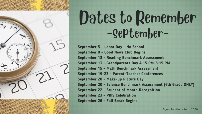 Important Dates for September