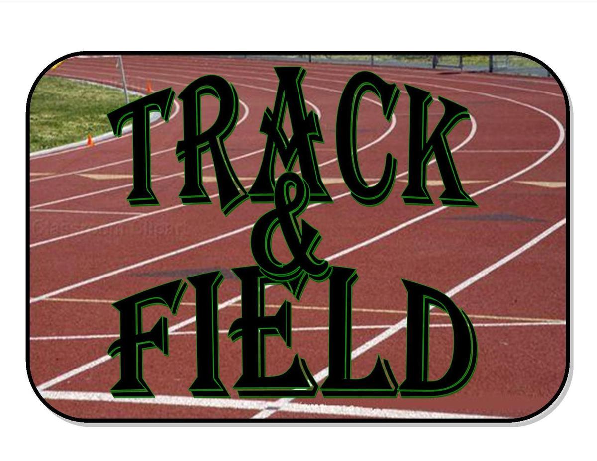 Track and Field words on brown background