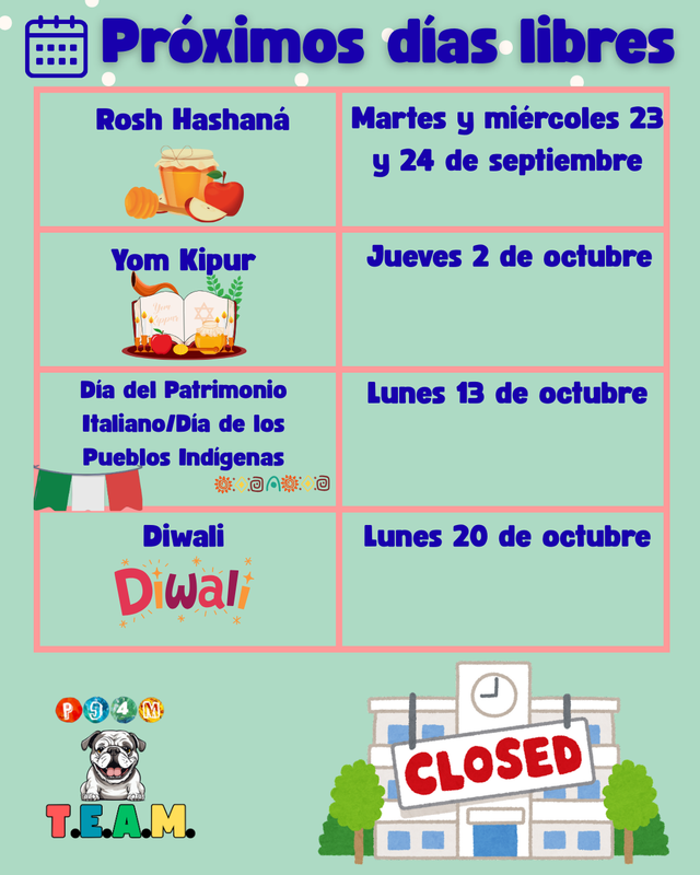Spanish- Light green background with table with text