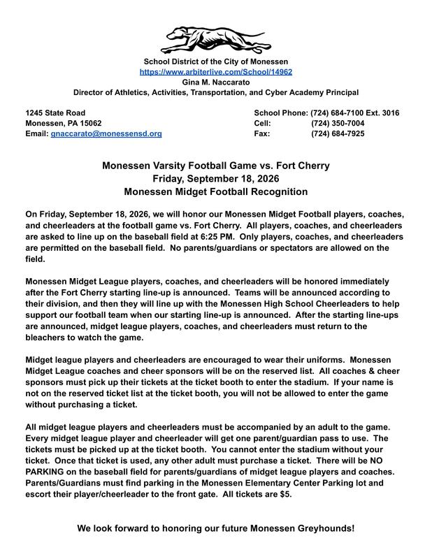 Monessen Midget Football Recognition Night Featured Photo