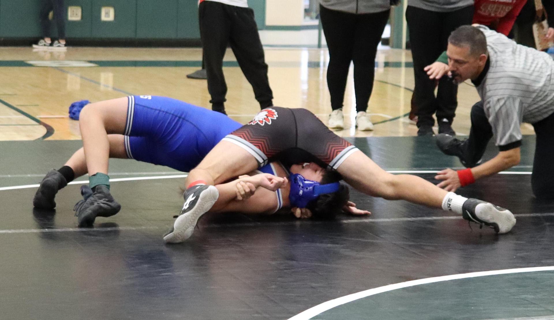 wrestlers in action at the Hawks invitational