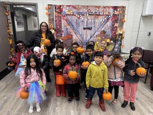 Younger students went to pick pumpkins at the district office