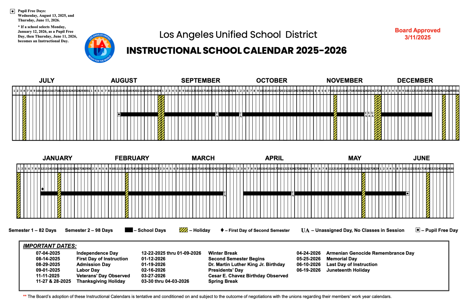 Image of District Calendar in English