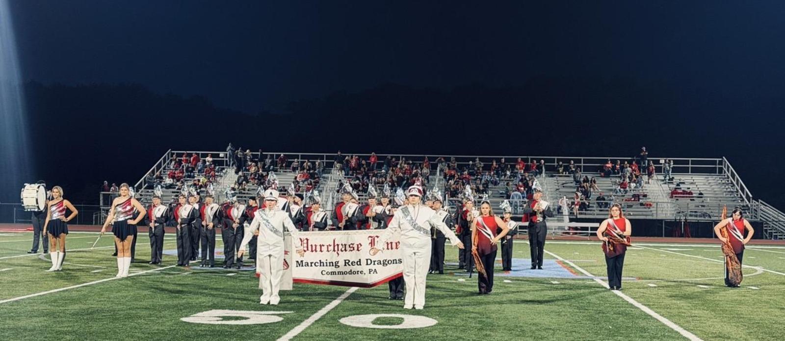 Purchase Line Marching band on the football field