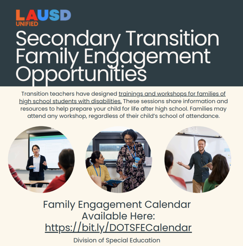 Secondary Transition Family Engagement Opportunities