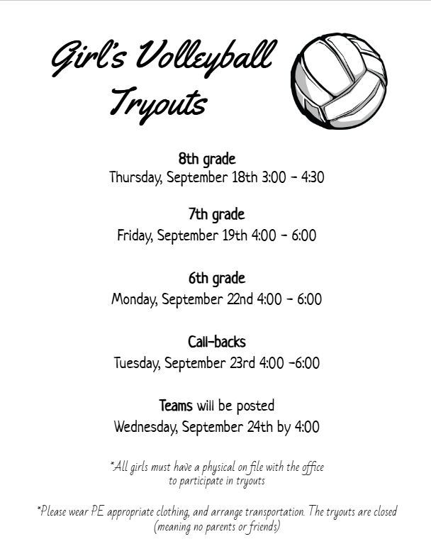 Girl's Volleyball Tryouts Featured Photo