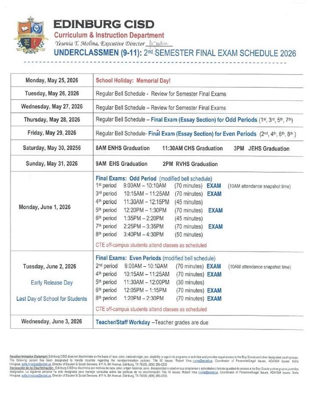 Final Exam Schedule