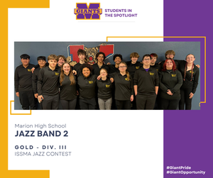 promo graphic - MHS jazz band 2 earned gold at ISSMA jazz contest March 2026
