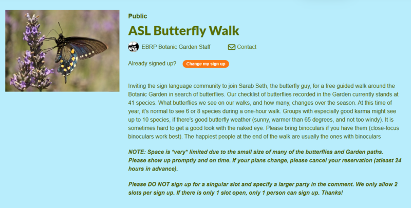ASL Butterfly Walk in Berkeley on 9/27