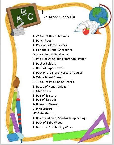 Second Grade Supply List