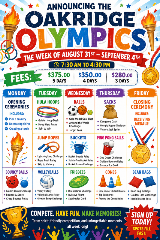 Oakridge Olympics August 31st - September 4th