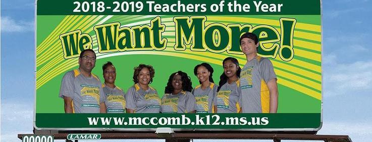 McComb School District Unveils new billboard on Delaware Avenue Featuring the 2018-2019 Teacher of The Year Recipients