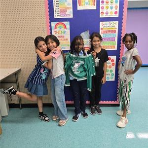 Students wearing stripes shirts or pants