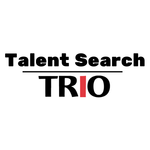 The words Talent Search over the word TRIO with a red I