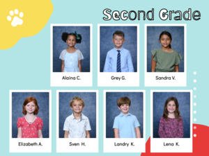 red, yellow, and teal background with announcement and student faces plus wildcat mascot