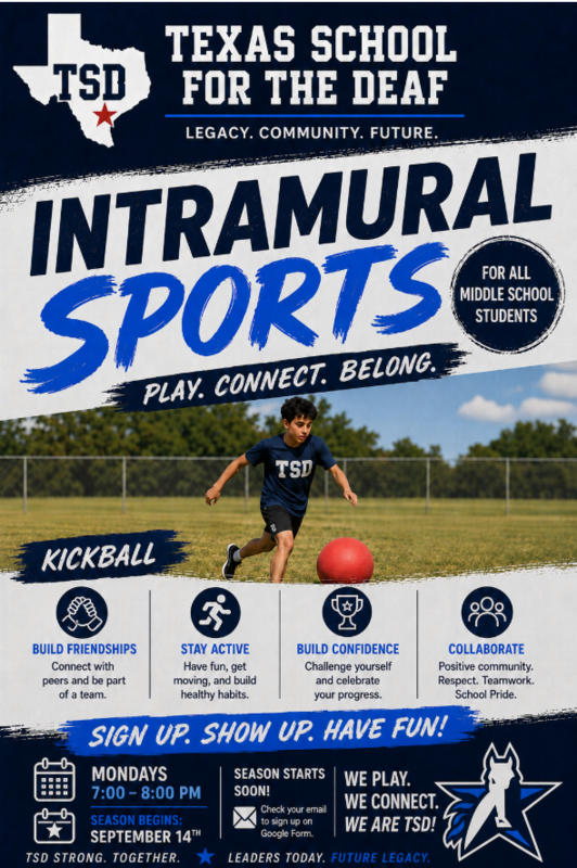 A flyer with details on Middle School intramural sports