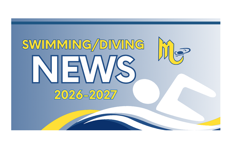 Banner featuring swimming/diving news for the 2026-2027 season.