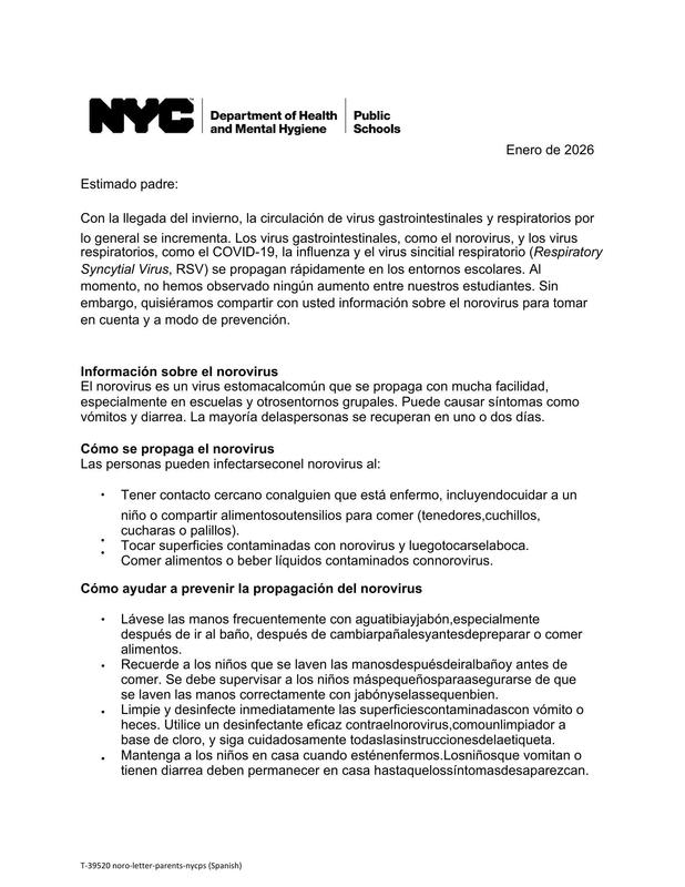 Norovirus Update for the 2025–26 School Year- Spanish 1