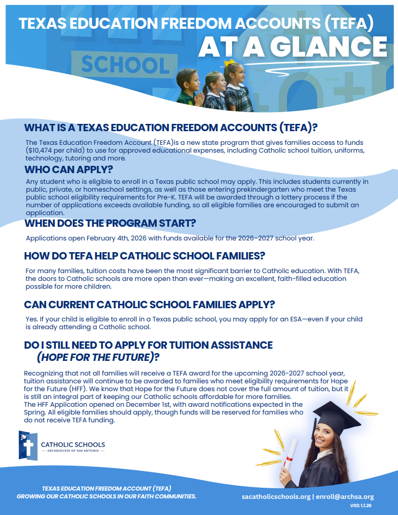 Tefa Program Tuition Assistance – Admissions – Mount Sacred Heart Catholic School