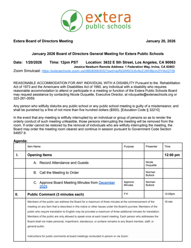 Board Meeting/ Junta Ejecutiva 01/20/26 Featured Photo