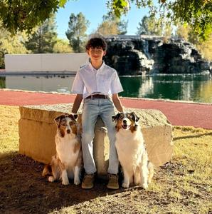 Sawyer Johnson with dogs