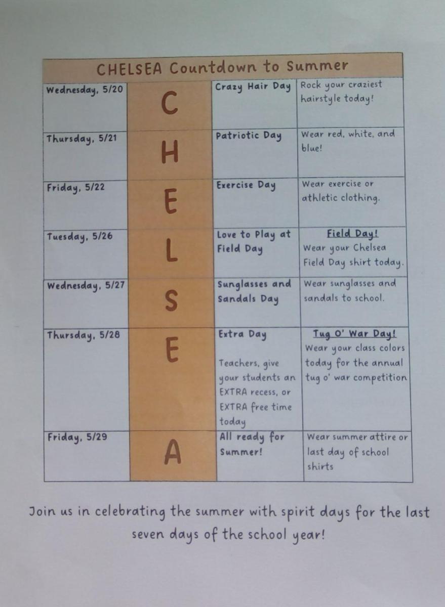 Countdown Schedule