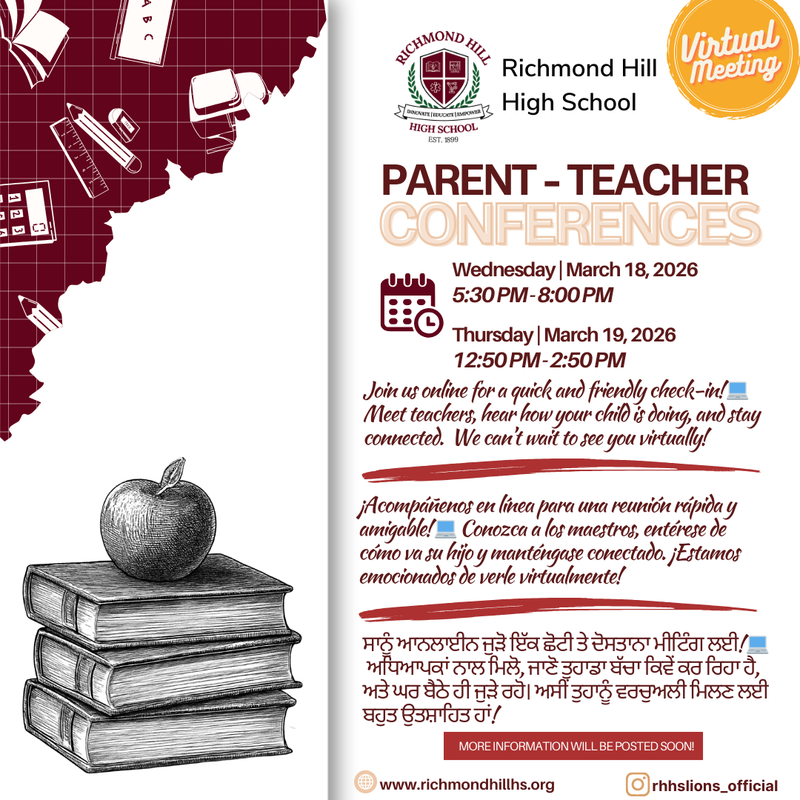 Spring Parent teacher Conferences